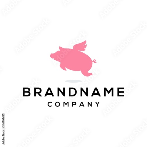 fly pig icon logo illustration, Colorful playful fun drawing of pig piglet for Logo mascot and icon or sign template vector stock illustration