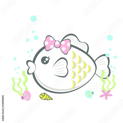 cute fish animals vector illustration