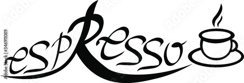 black and white coffee Cup with the inscription espresso