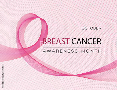Breast Cancer Awareness Realistic Ribbon. Poster with pink ribbon.