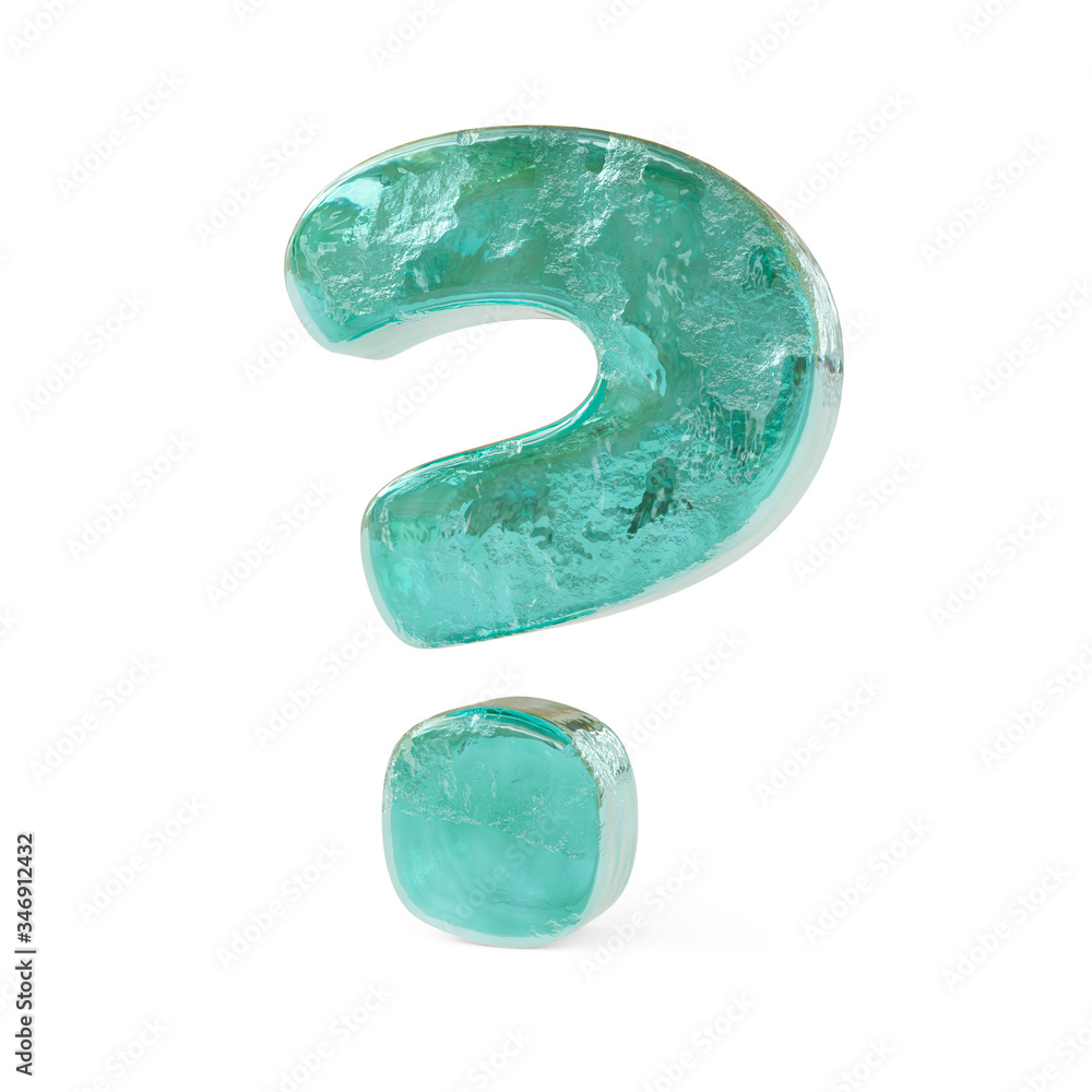 Realistic icy question mark isolated on a white background. 3d image Realistic icy question mark isolated on a white background. 3d image