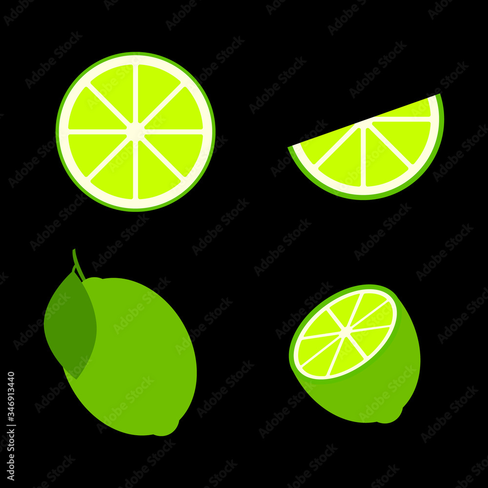 Vector lime slice green illustration lemon
