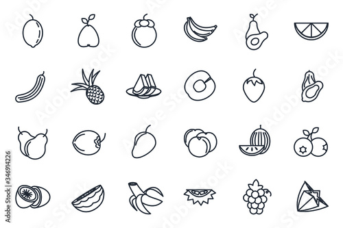 Set Fruits icon template for graphic and web design collection. Fruits pack symbol logo vector illustration