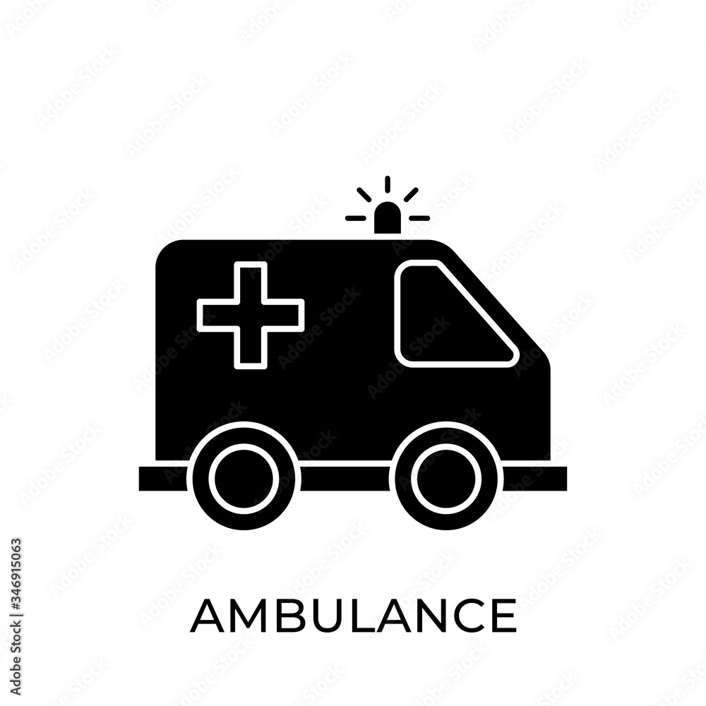 Fototapeta premium Ambulance icon vector illustration. Ambulance vector icon template. Ambulance icon design isolated on white background. Ambulance vector icon flat design for website, logo, sign, symbol, app, UI.