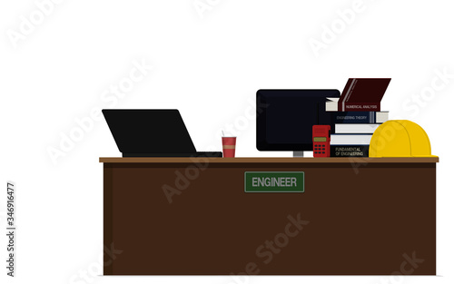 Isolate engineer's desk on white background