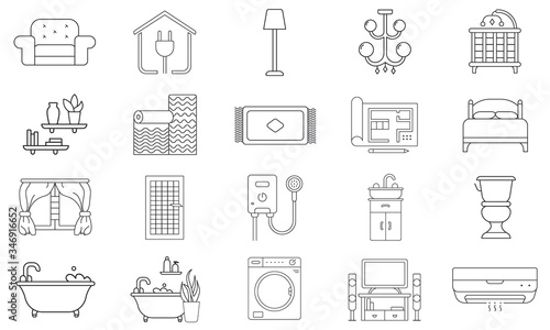 Interior design icon pack, icon set free vector icon