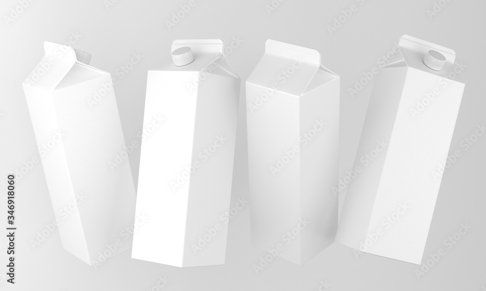 4 blank packages in different positions. 3d-image 4 blank packages in different positions. 3d-image