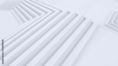 White light background, architectural futuristic construction, 3d motion design, layered paper art, looping animated 4K wallpaper, abstract geometric pattern, hexagon animation, honeycomb shapes