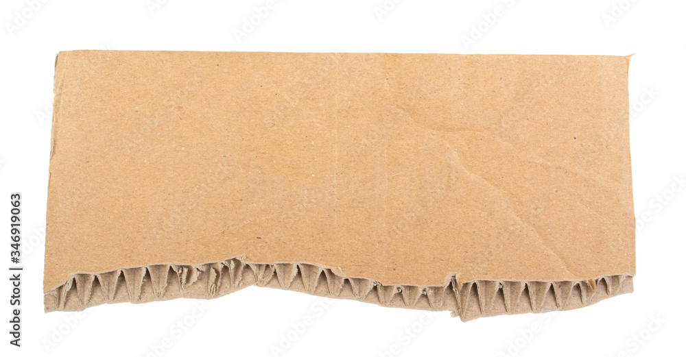 A piece of cardboard on a white background, isolated.