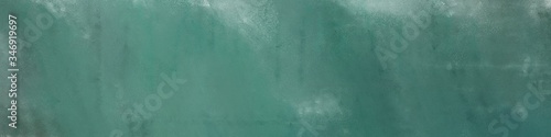 wide art grunge vintage abstract painted background with teal blue, dark sea green and pastel blue colors and space for text or image. can be used as horizontal background texture