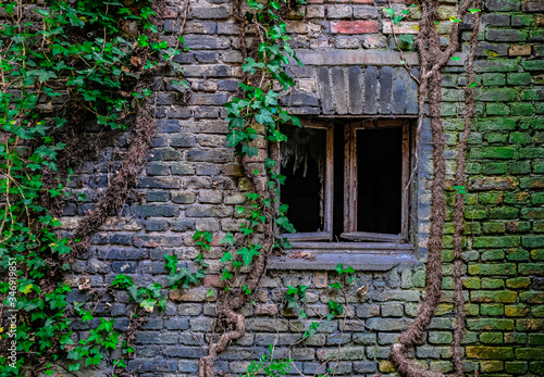 old brick wall with window