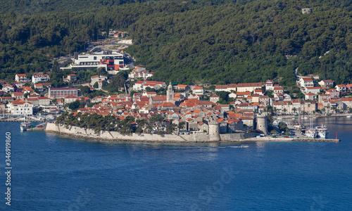 Panorama of town Korcula in Dalmatia, Croatia