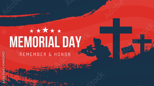 Memorial day soldier remember and honor poster design