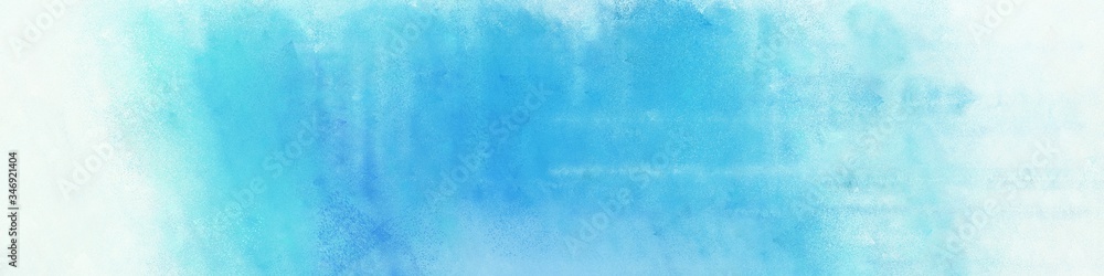 wide art grunge sky blue, honeydew and medium turquoise color background with space for text or image. vintage texture, distressed old textured painted design. can be used as header or banner