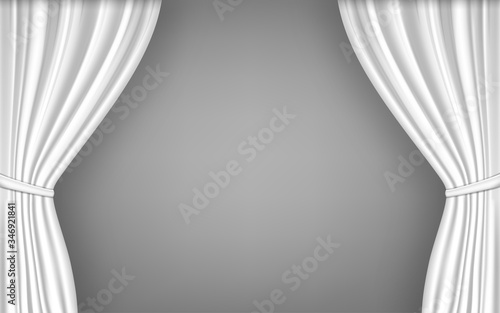 Open white curtain. Vector illustration