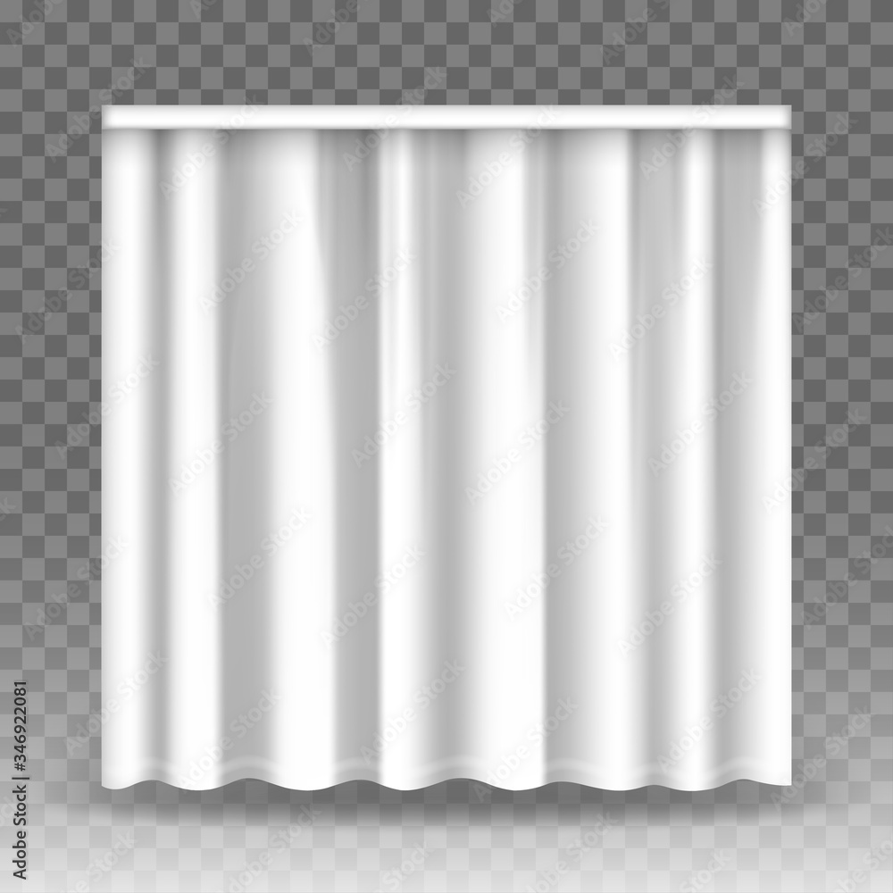 Vector white curtains isolated on transparent background. Stock Vector