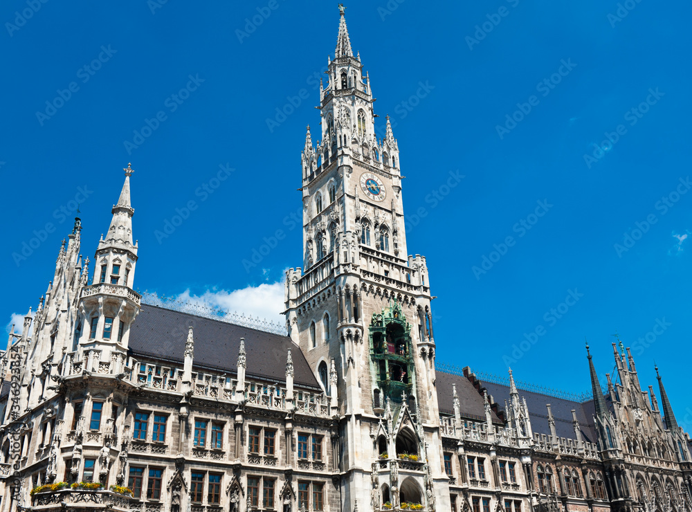 New Town Hall (Neues Rathaus). Sunny summer day.  Munich. Germany
