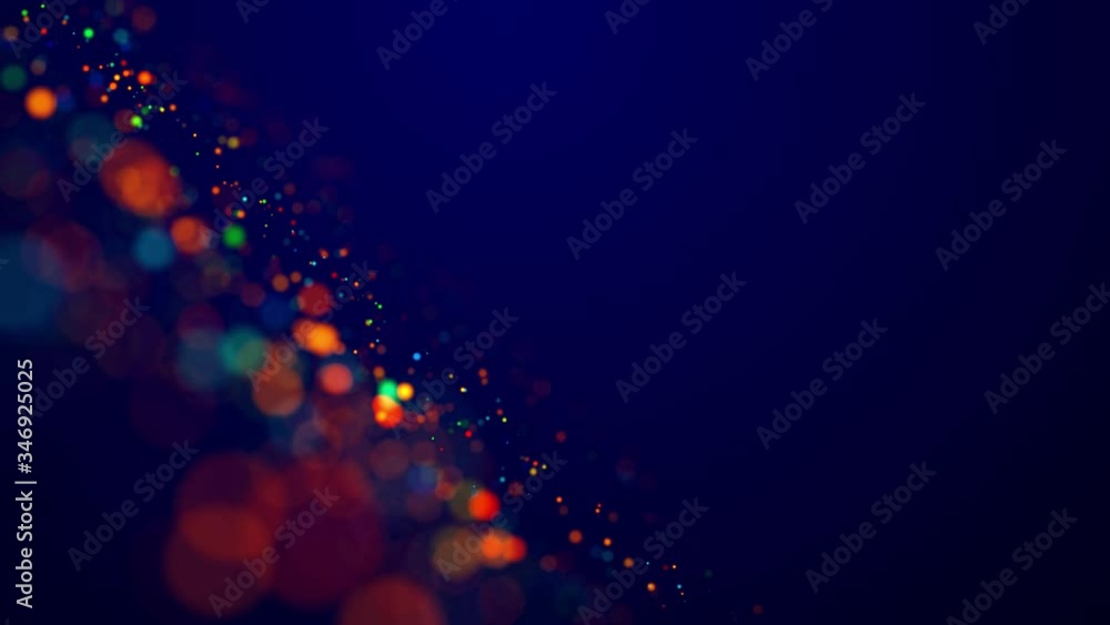 Magical multicolored sparkles of light form abstract simple wave