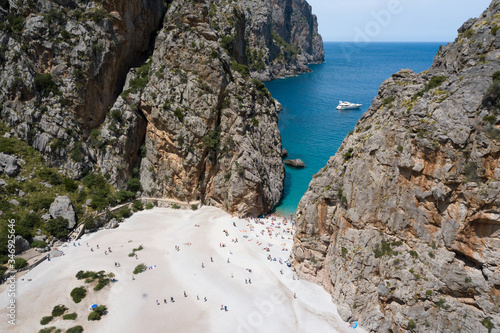 The beach near the bay of Sa Calobra in Mallorca