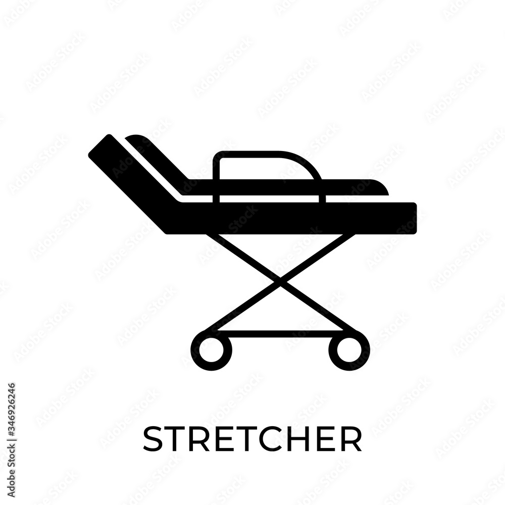 Stretcher icon vector illustration. Hospital Stretcher vector design illustration template isolated on white background. Stretcher vector icon flat design for website, logo, sign, symbol, app, UI. Stretcher icon vector illustration. Hospital Stretcher vector design illustration template isolated on white background. Stretcher vector icon flat design for website, logo, sign, symbol, app, UI.