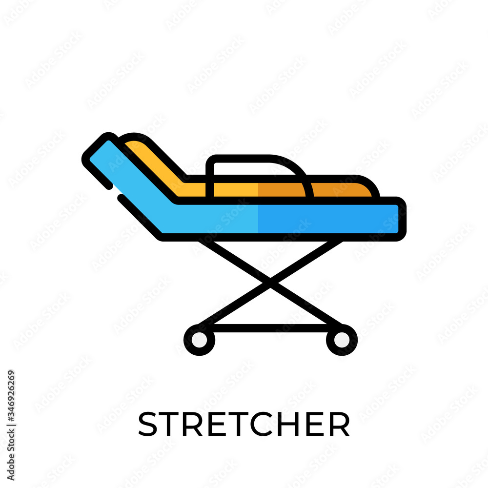 Stretcher icon vector illustration. Hospital Stretcher vector design illustration template isolated on white background. Stretcher vector icon flat design for website, logo, sign, symbol, app, UI. Stretcher icon vector illustration. Hospital Stretcher vector design illustration template isolated on white background. Stretcher vector icon flat design for website, logo, sign, symbol, app, UI.