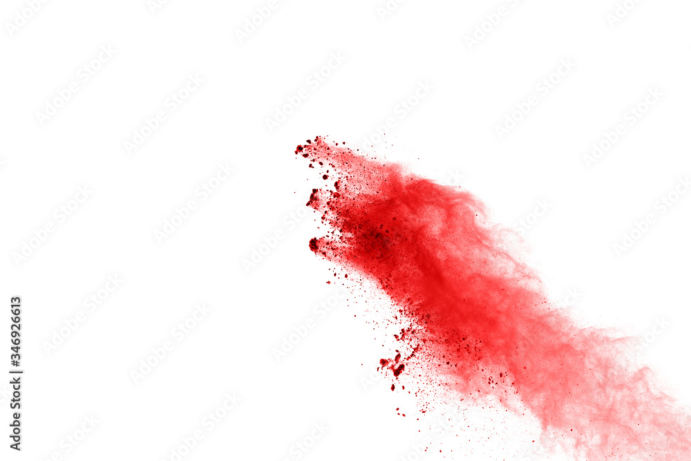Red powder explosion on white background. Colored cloud. Colorful dust explode. Paint Holi. Red powder explosion on white background. Colored cloud. Colorful dust explode. Paint Holi.