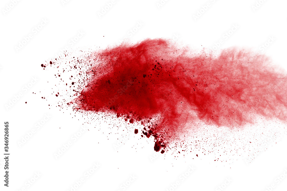 Red powder explosion on white background. Colored cloud. Colorful dust explode. Paint Holi. Red powder explosion on white background. Colored cloud. Colorful dust explode. Paint Holi.