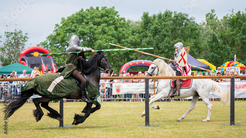 two knights jousting photo