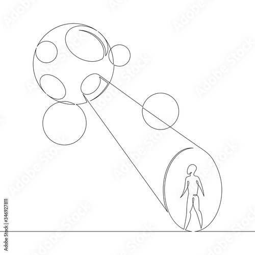 UFO flying in the sky, attracts ray silhouette of a man