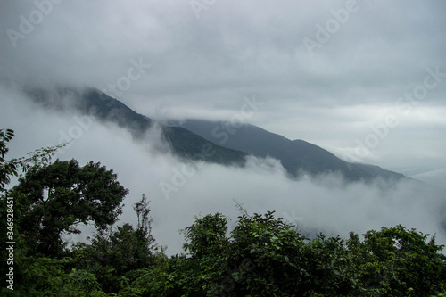 fog over the mountains in vietnam