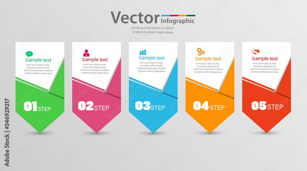 Vector infographics template with 5 steps, options, workflow, process chart