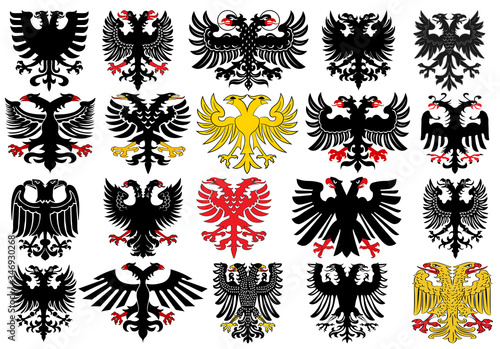 Set of heraldic german eagles