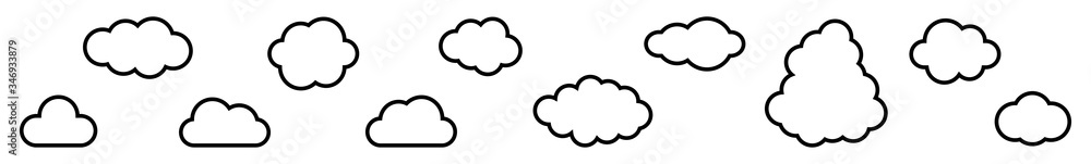 Cloud Icon Black Line | Clouds Illustration | Weather Climate Symbol | Computing Storage Logo | Cartoon Bubble Sign | Isolated | Variations Cloud Icon Black Line | Clouds Illustration | Weather Climate Symbol | Computing Storage Logo | Cartoon Bubble Sign | Isolated | Variations