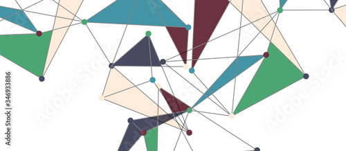 Line points connections, triangular technology design. Abstract geometric background