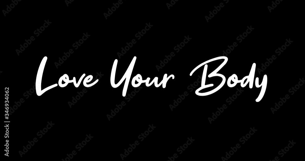 Love Your Body Animated Appearance With White Color Calligraphy Text Transition on Black Background
- 4K Resolution Love Your Body Animated Appearance With White Color Calligraphy Text Transition on Black Background
- 4K Resolution