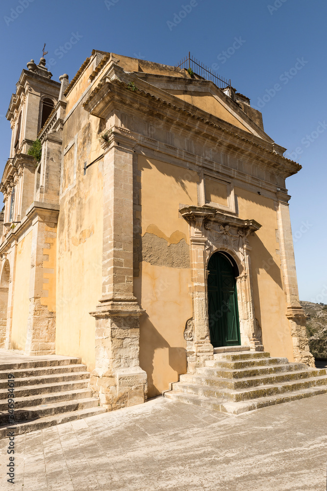 Facade of Santa Lucia Church in Ragusa Ibla, Province of Ragusa, Italy.