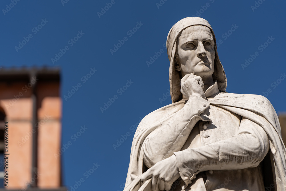 Sculpture of Dante, famous Italian writer, Verona