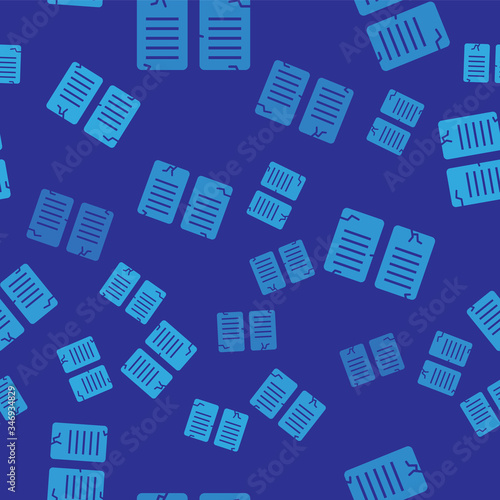Blue The commandments icon isolated seamless pattern on blue background. Gods law concept.  Vector Illustration