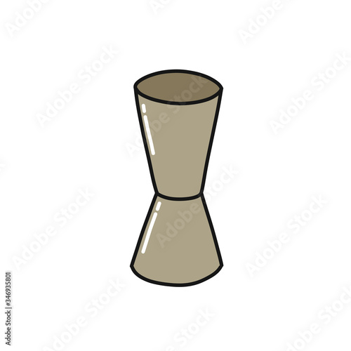 bar measuring cup doodle icon, vector illustration