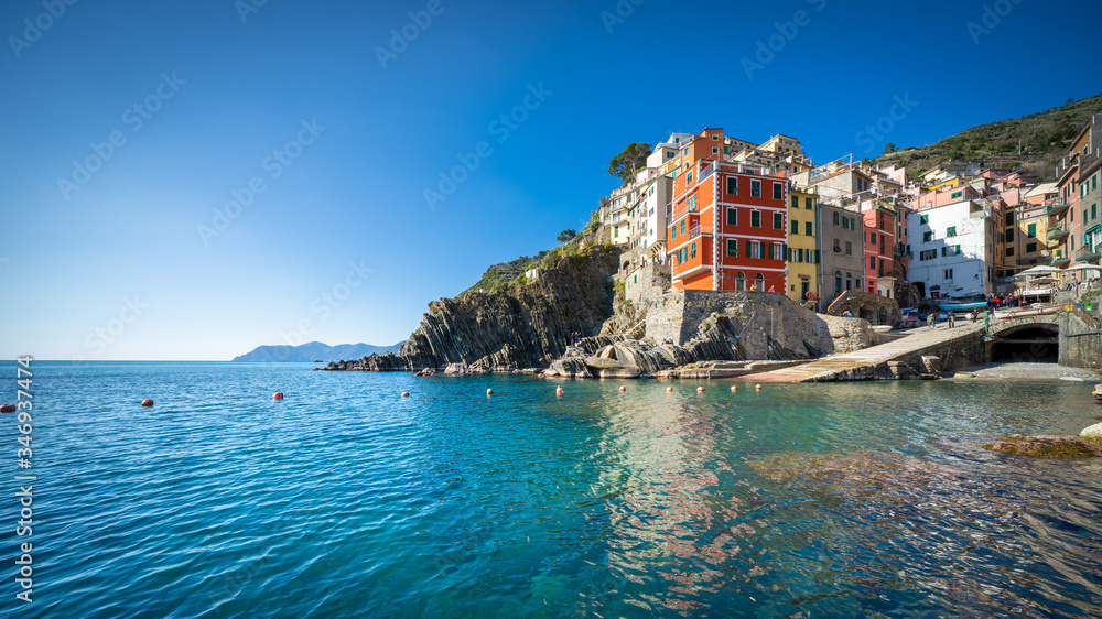 View of Riomaggiore, Liguria, Cinque Terre, Italy