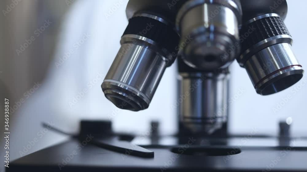 microscope close-up. automated research. search for germs and viruses. microscope close-up. automated research. search for germs and viruses.