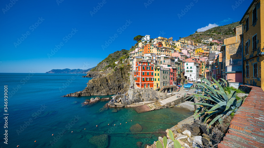 View of Riomaggiore, Liguria, Cinque Terre, Italy