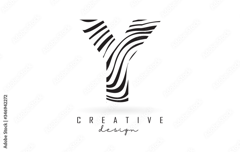 Black and White Zebra Y Letter Logo Design. Black and White Zebra Y Letter Logo Design.