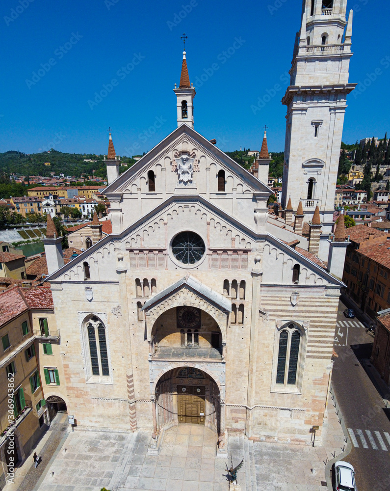 Church Verona, drone, City Verona, italy