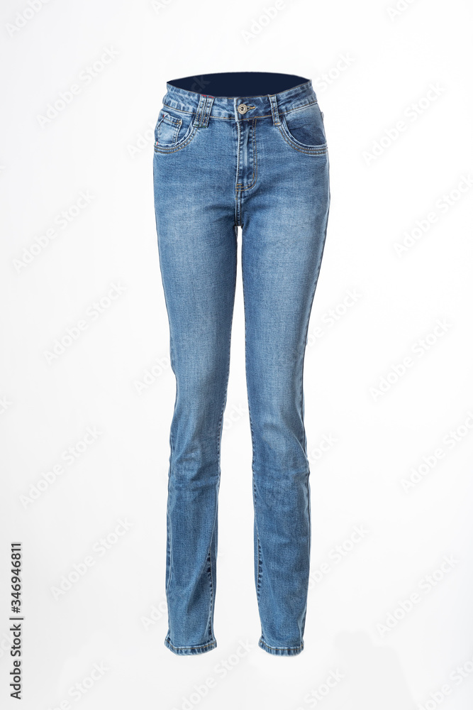blue jeans, ghostly mannequin isolated on white background blue jeans, ghostly mannequin isolated on white background