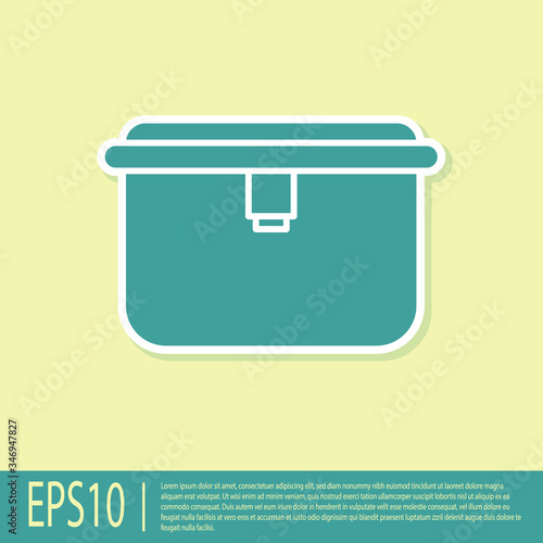Green Lunch box icon isolated on yellow background.  Vector Illustration
