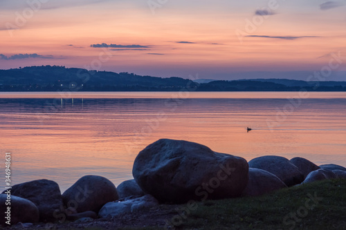 incredible sunset shot of lake sempach in summer canton lucerne
