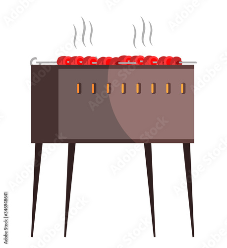 Vector flat illustration of barbecue brazier isolated