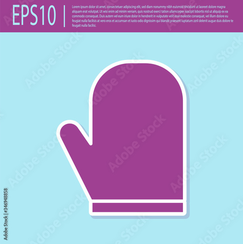 Retro purple Oven glove icon isolated on turquoise background. Kitchen potholder sign. Cooking glove.  Vector Illustration