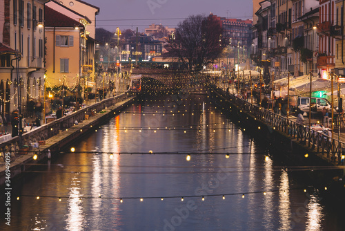 Street Lights In Milan's Canal